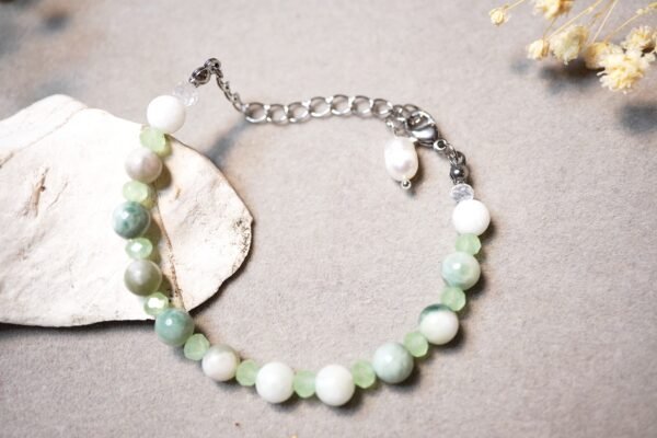 Jade with Crystal and Pearl Bracelet - Image 2